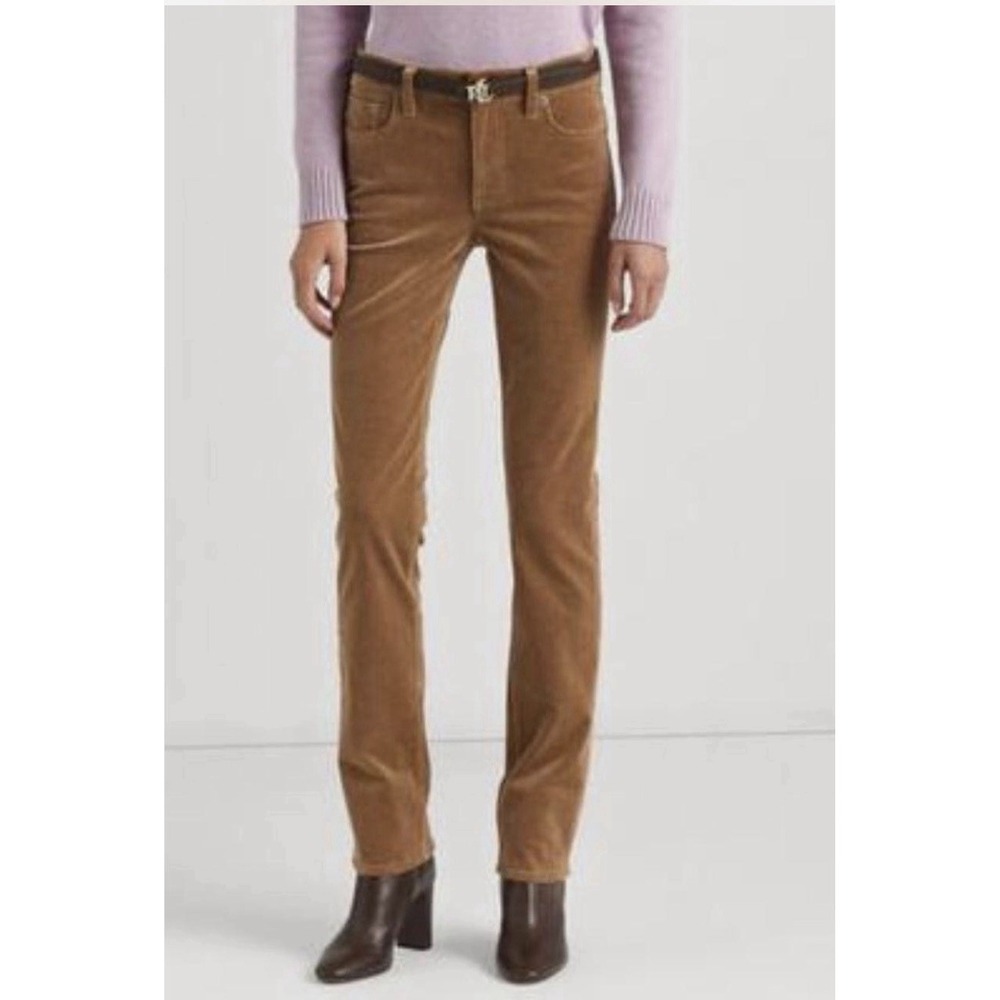 Lauren Ralph Lauren Size-10 Womens Classic Straight Camel Corduroy Pants